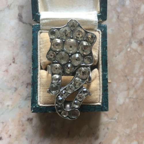 Italian antique black dot paste ring size R