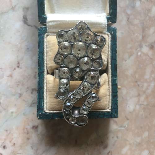 Italian antique black dot paste ring size R