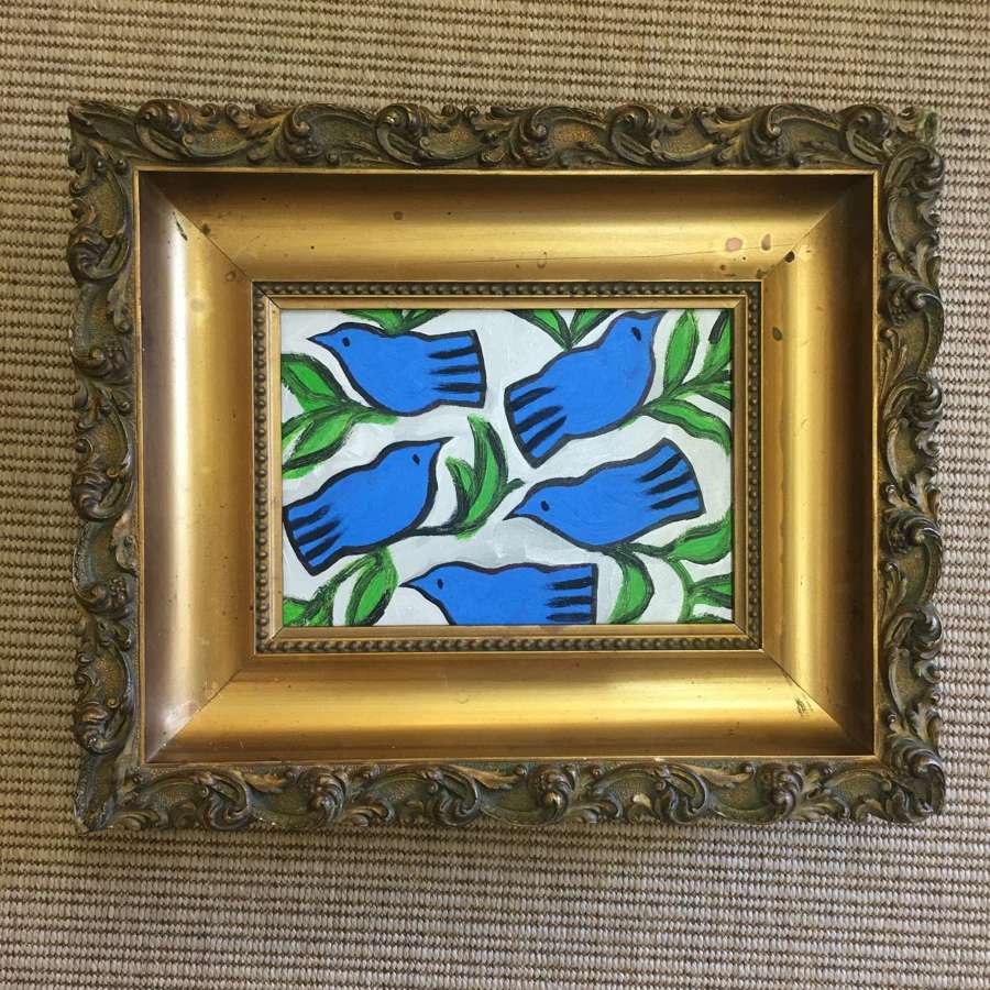 Five blue birds in an antique frame by Percy Lizzard