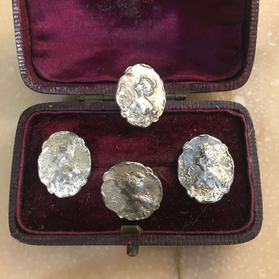 Edwardian lady buttons set of four