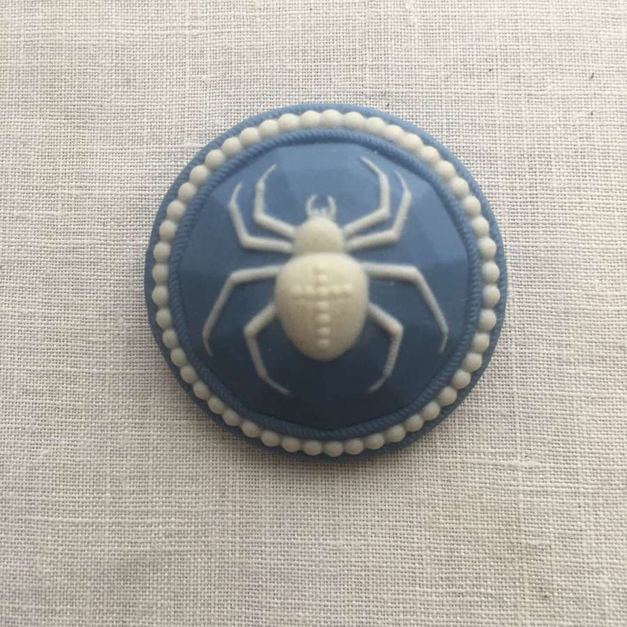Jasperware spider button hand crafted in 2002 by SR