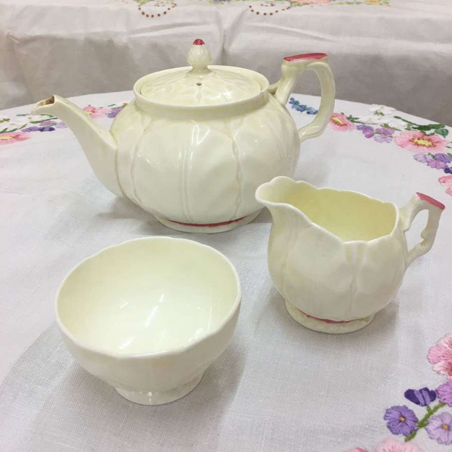 Antique Aynsley teapot, jug and sugar bowl