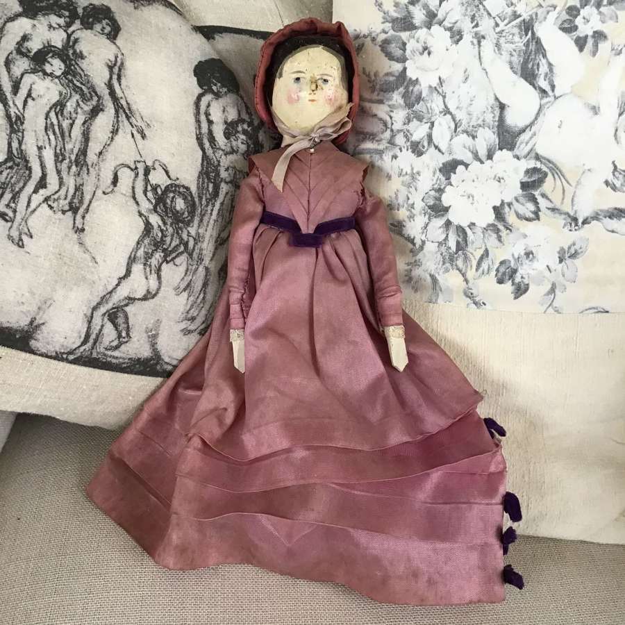 Early Grodnertal wooden peg doll