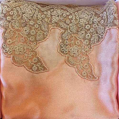 Alencon lace on silk faille bust to 34”/35”
