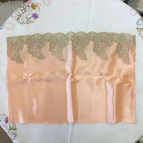 Alencon lace on silk faille bust to 34”/35”