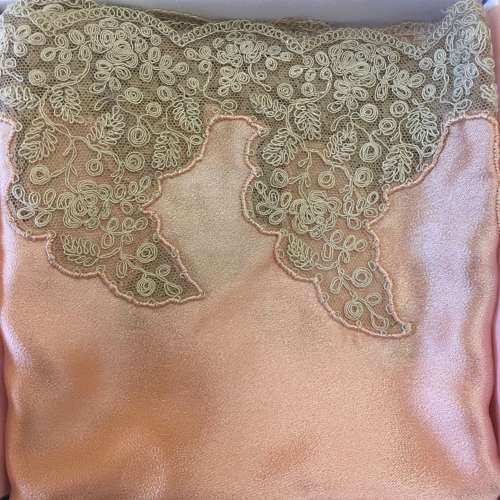 Alencon lace on silk faille bust to 34”/35”
