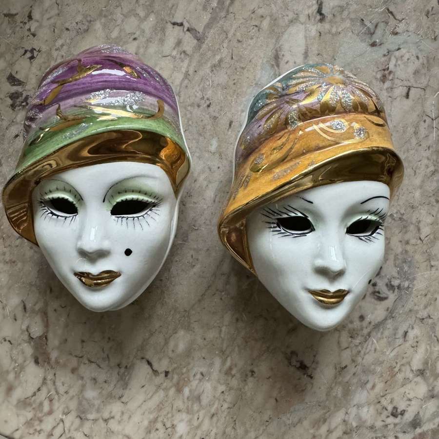 Art Deco style ladies hand-painted china trinket pots (2 available)
