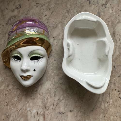 Art Deco style ladies hand-painted china trinket pots (2 available)