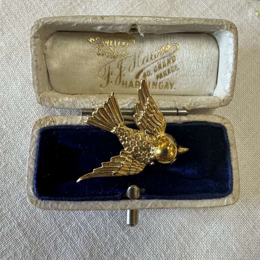 Vintage Beau vermeil swallow brooch