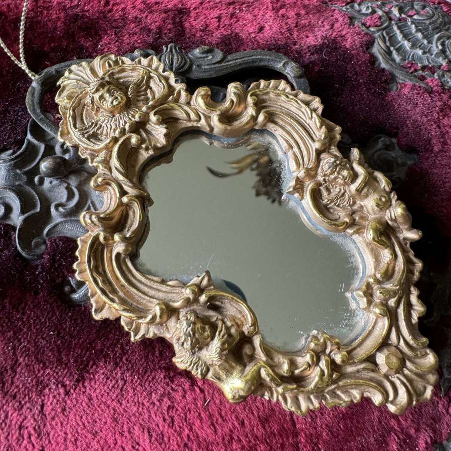 Large gilded cherub dolls house mirror
