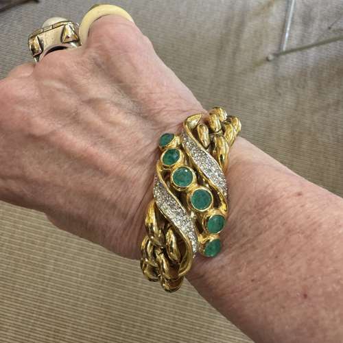 Vintage Givenchy emerald and clear paste bracelet