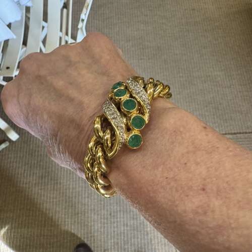 Vintage Givenchy emerald and clear paste bracelet