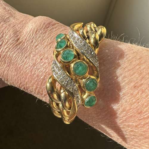 Vintage Givenchy emerald and clear paste bracelet