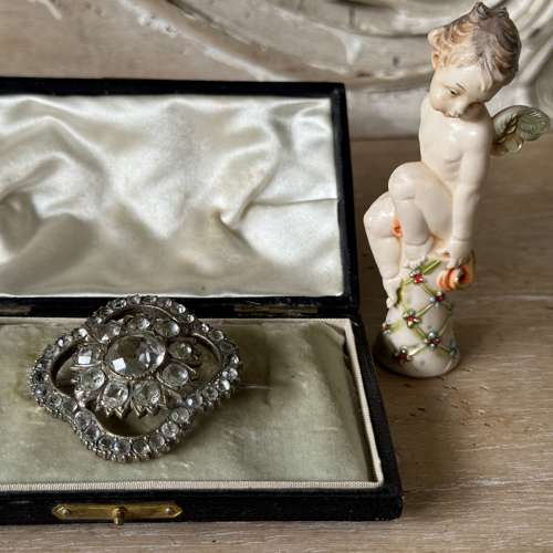 Victorian silver white paste brooch