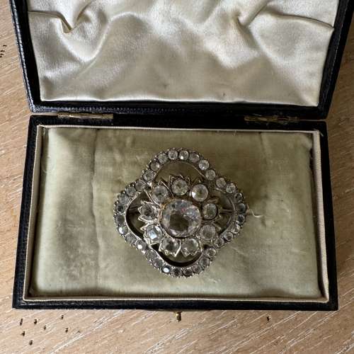 Victorian silver white paste brooch