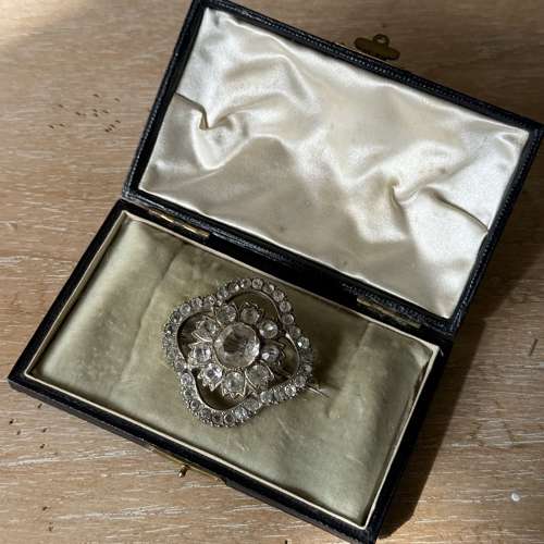 Victorian silver white paste brooch