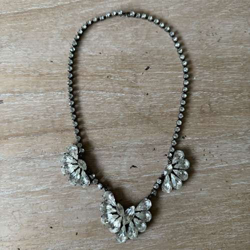 Vintage fan shaped paste necklace