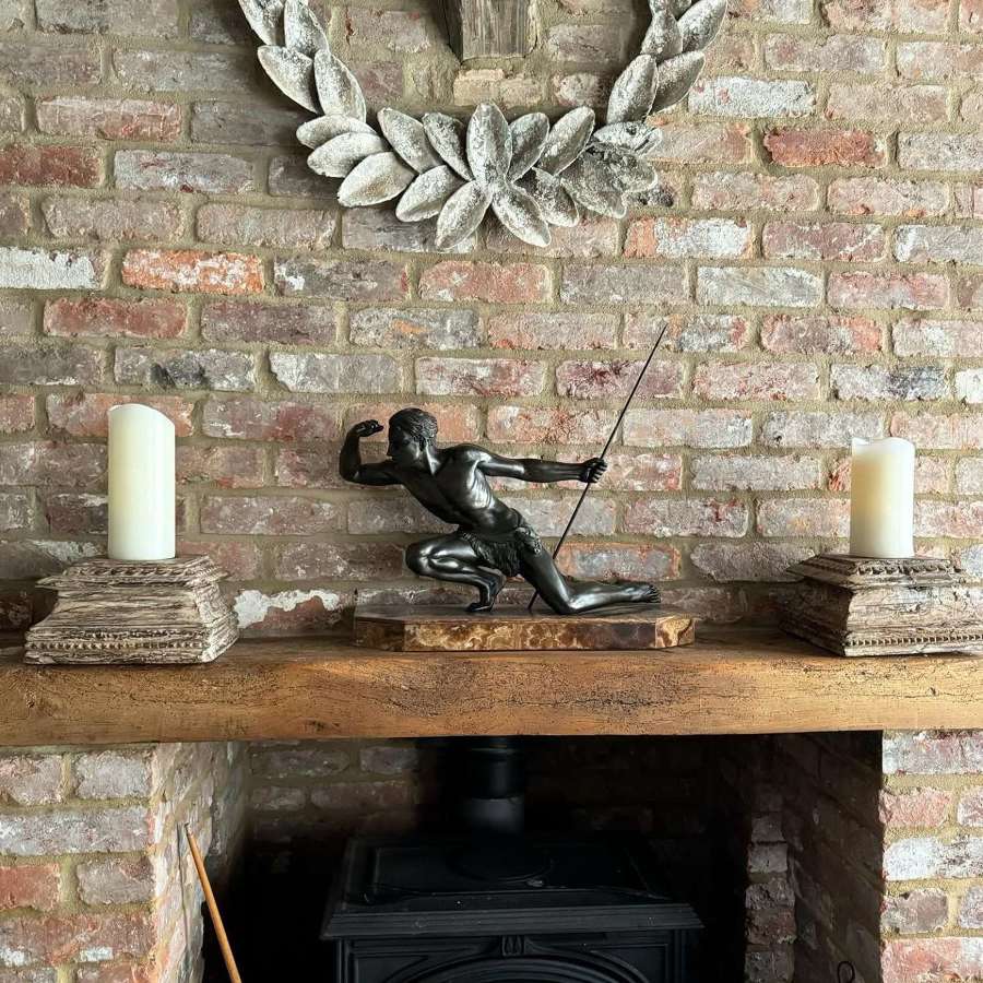 Pair of wooden candleholder pedestals