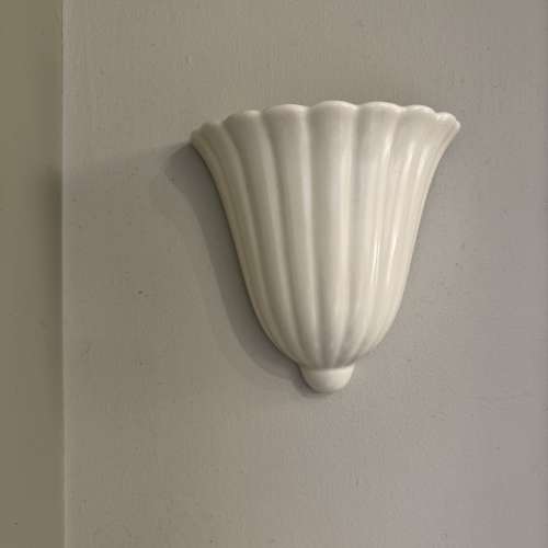Vintage cream Crown Devon wall pocket vase