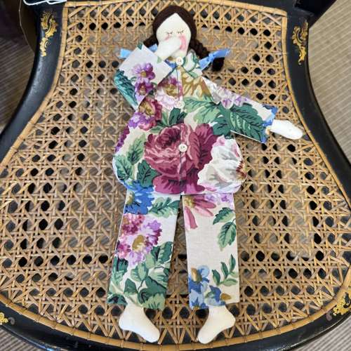 Lavender pyjama dolls handcrafted using antique and vintage fabrics