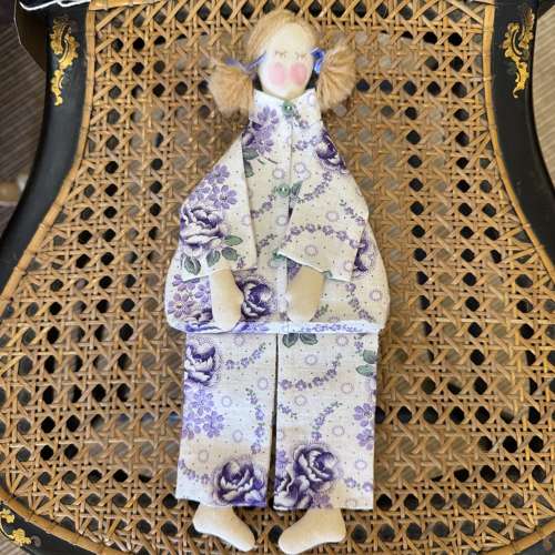 Lavender pyjama dolls handcrafted using antique and vintage fabrics