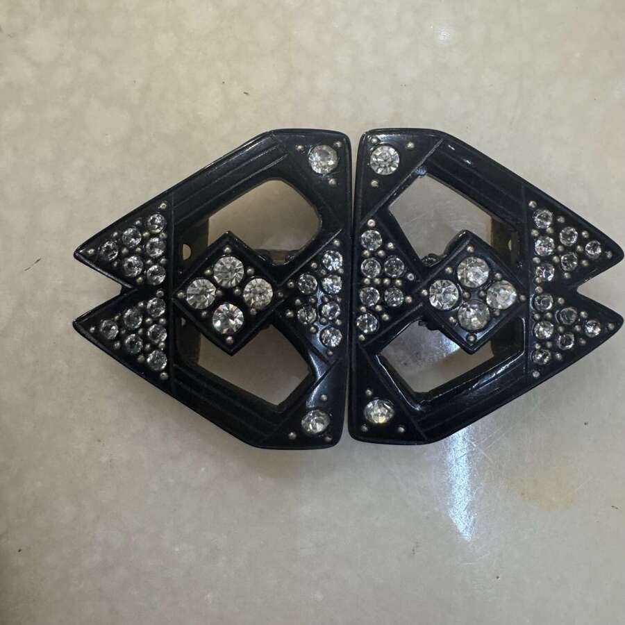 Art Deco celluloid rhinestone buckle