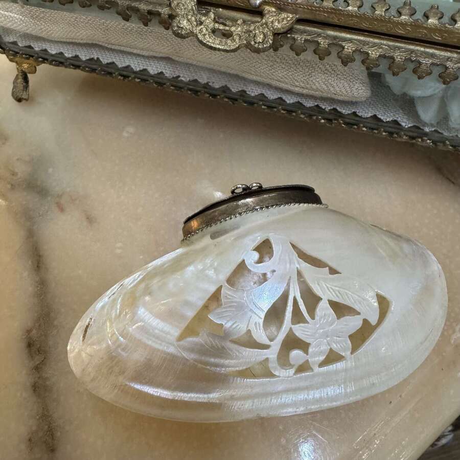 Antique carved shell purse
