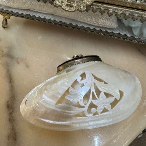Antique carved shell purse