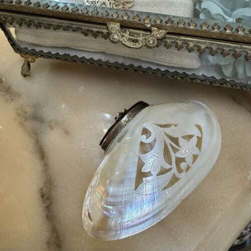 Antique carved shell purse