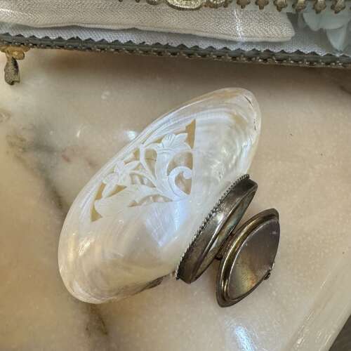Antique carved shell purse
