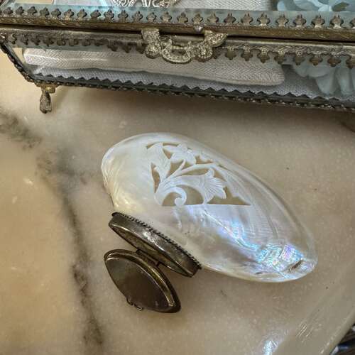 Antique carved shell purse
