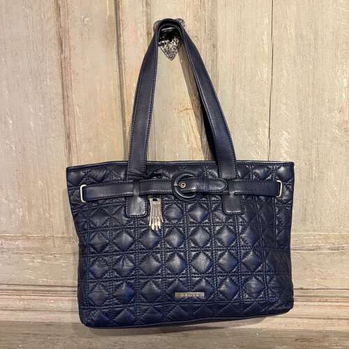 New unused Dents navy calf leather handbag/shoulder bag