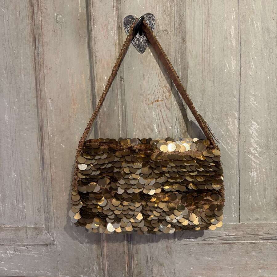 Joshua Joseph gold and bronze sequin evening bags
