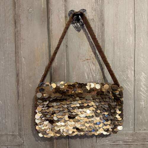 Joshua Joseph gold and bronze sequin evening bags