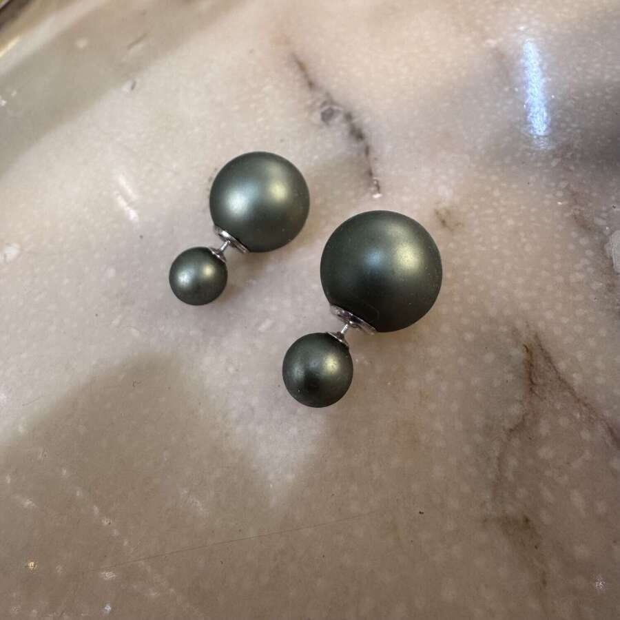 Green sterling silver tribal earrings