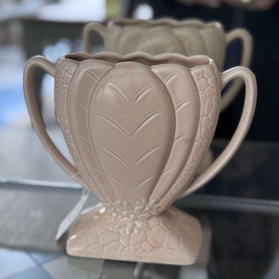 Beige Paramount Pottery Company mantle vase 1940s