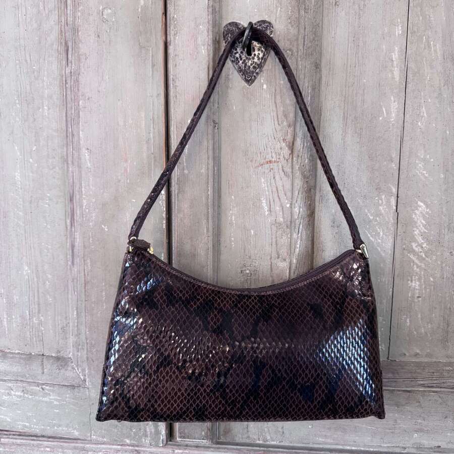 New,  unused vintage Osprey brown leather (faux-snakeskin)  hand/shoulder bag