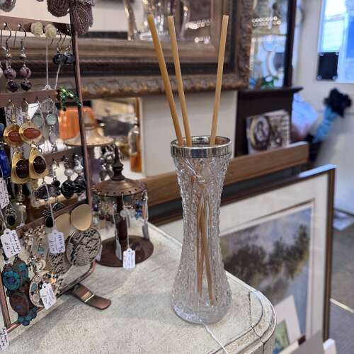 London hallmarked silver topped vase