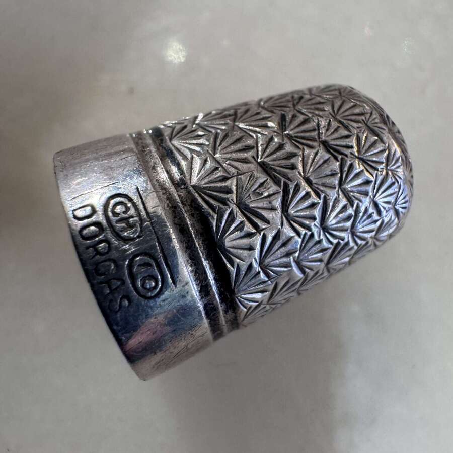 Antique silver (steel core) thimble by Charles Horner size 10