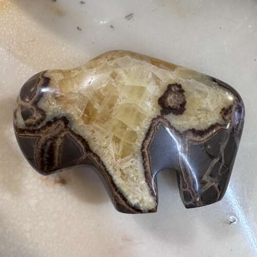 American bison carved from a natural Septarian nodule/dragon stone