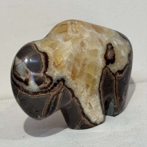 American bison carved from a natural Septarian nodule/dragon stone