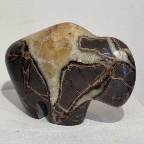 American bison carved from a natural Septarian nodule/dragon stone