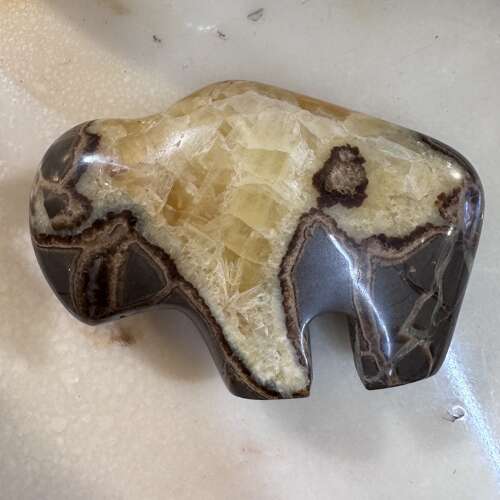 American bison carved from a natural Septarian nodule/dragon stone