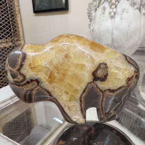 American bison carved from a natural Septarian nodule/dragon stone