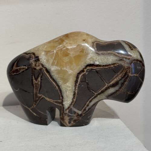 American bison carved from a natural Septarian nodule/dragon stone
