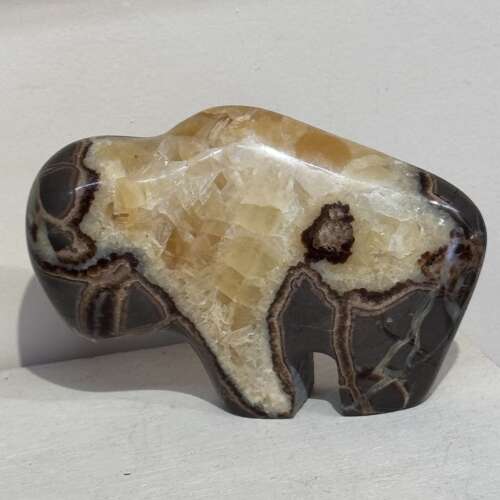 American bison carved from a natural Septarian nodule/dragon stone