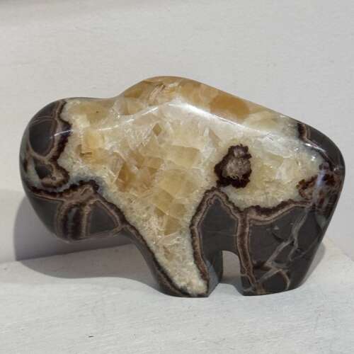 American bison carved from a natural Septarian nodule/dragon stone