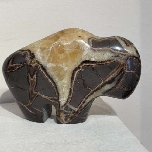 American bison carved from a natural Septarian nodule/dragon stone